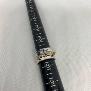 Elegant stones band Silver plated size 7